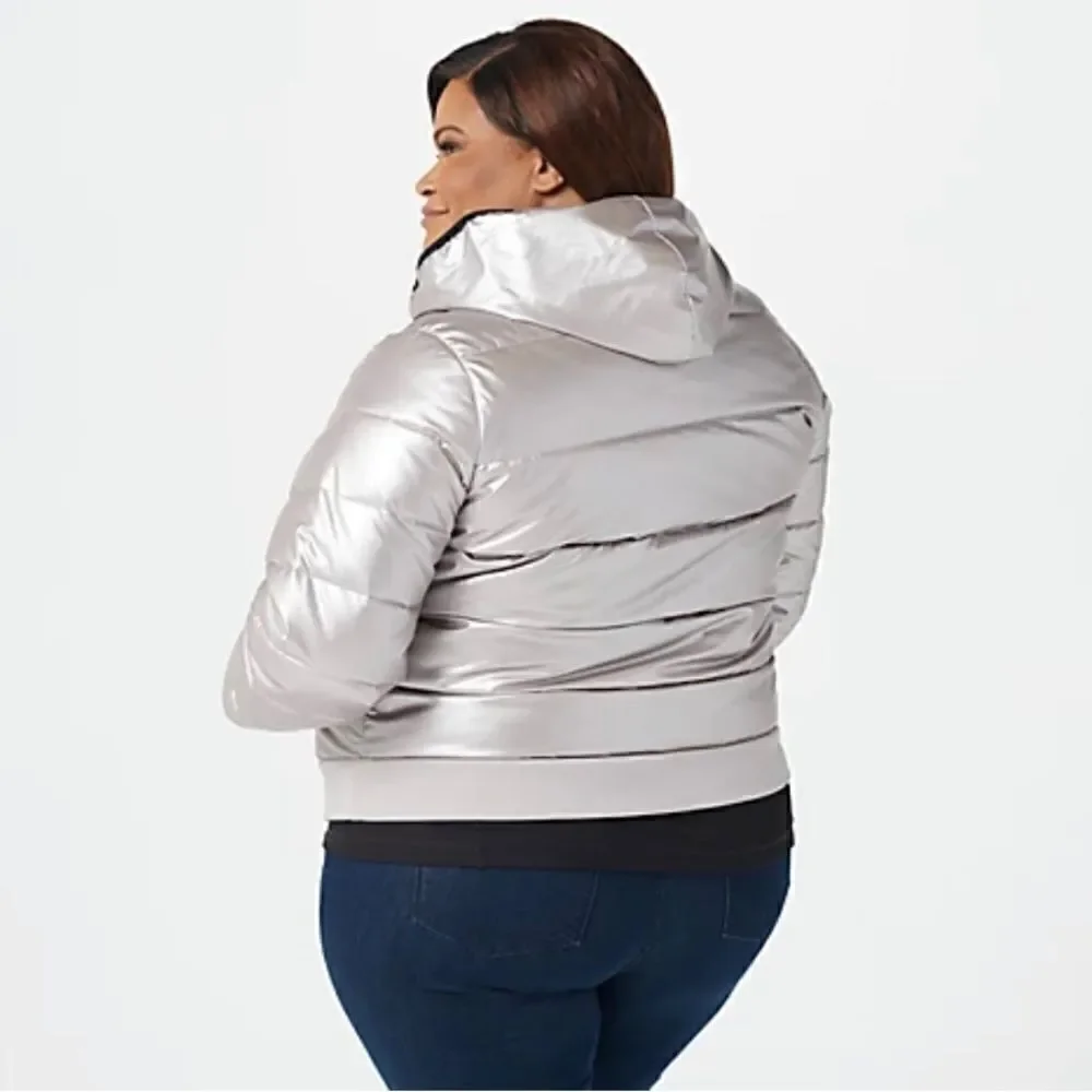 Zuda Quilted Pearlized Puffer Jacket with Hood